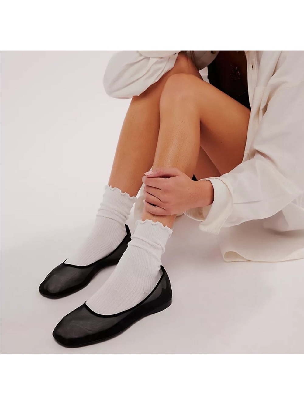 Jeffrey Campbell Black X Free People mesh ballet flats size 7 NWT in box